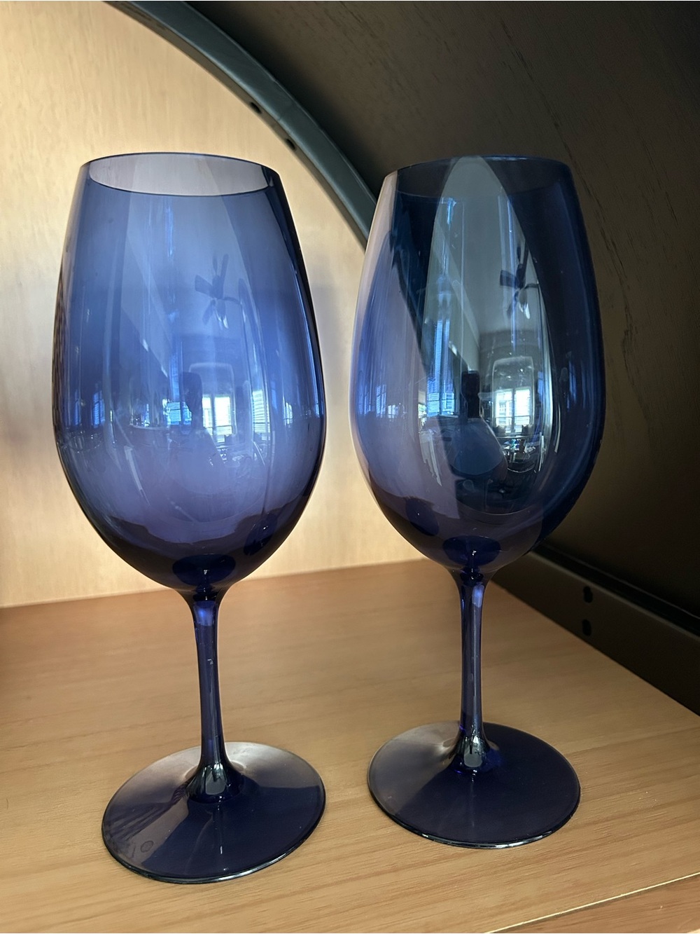 Blue Stemmed Melamine Wine Glasses - Set of 2